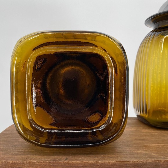 Gothic Castlecore Witchy Amber Glass Apothecary Decor Set Ribbed Jars Alter - Picture 11 of 12